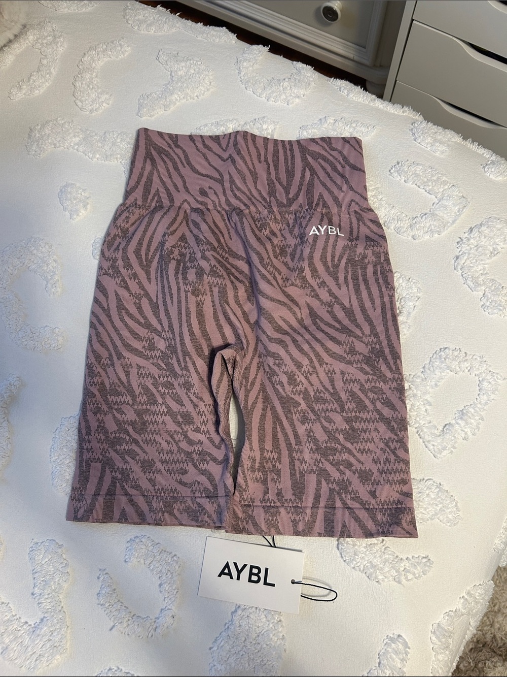 AYBL Mauve Zebra-Print High-Waist Bike Shorts